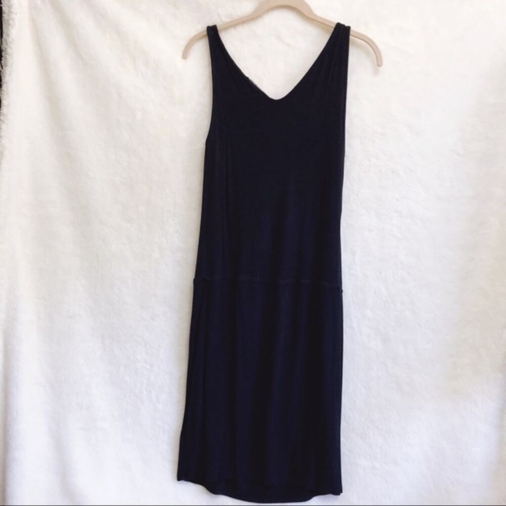 Banana Republic Navy Midi Tied V-Neck Dress - Picture 7 of 13